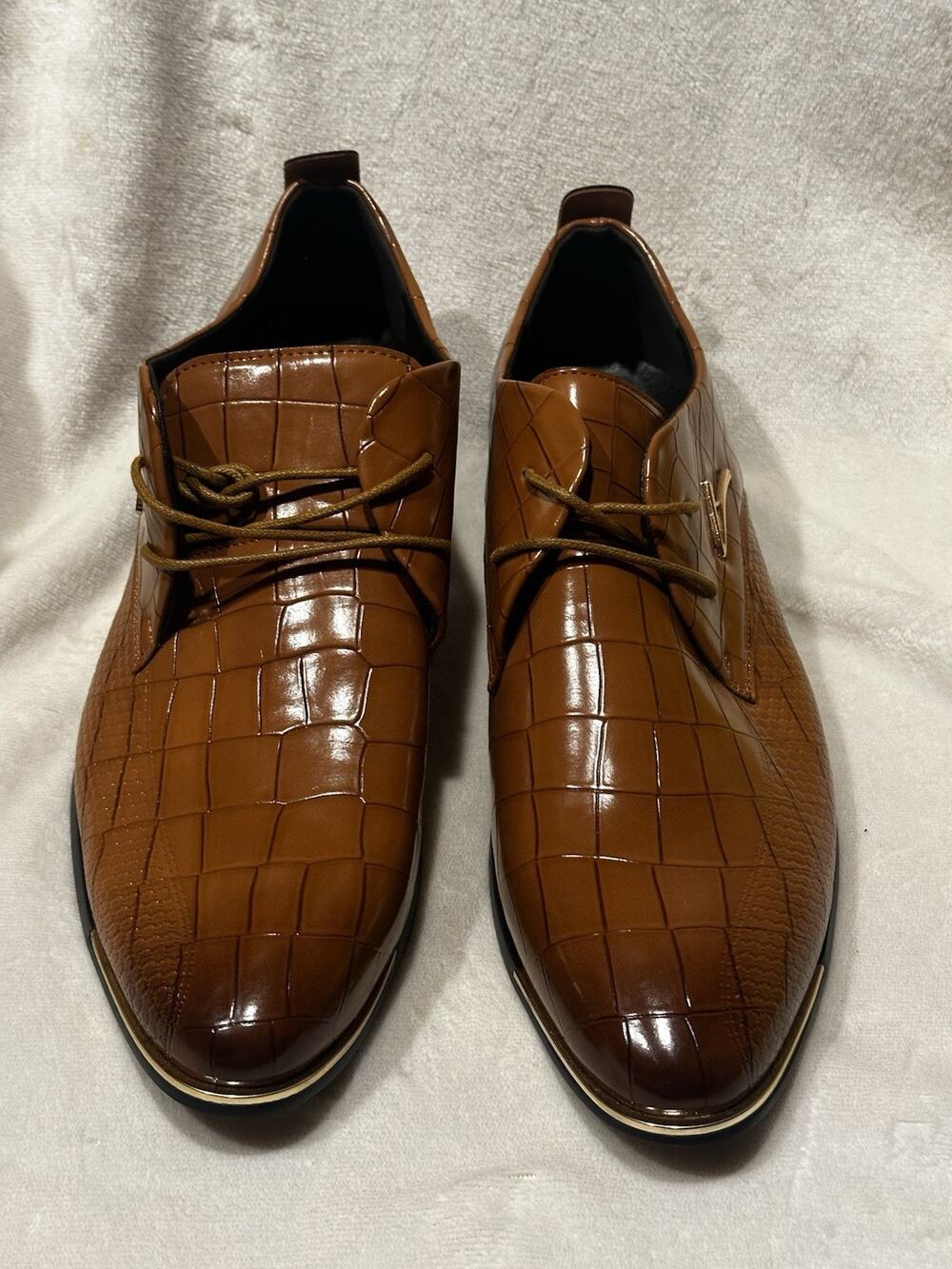 Men's formal shoes, checkered lace up Oxford shoes, formal occasions Sz 14 US
